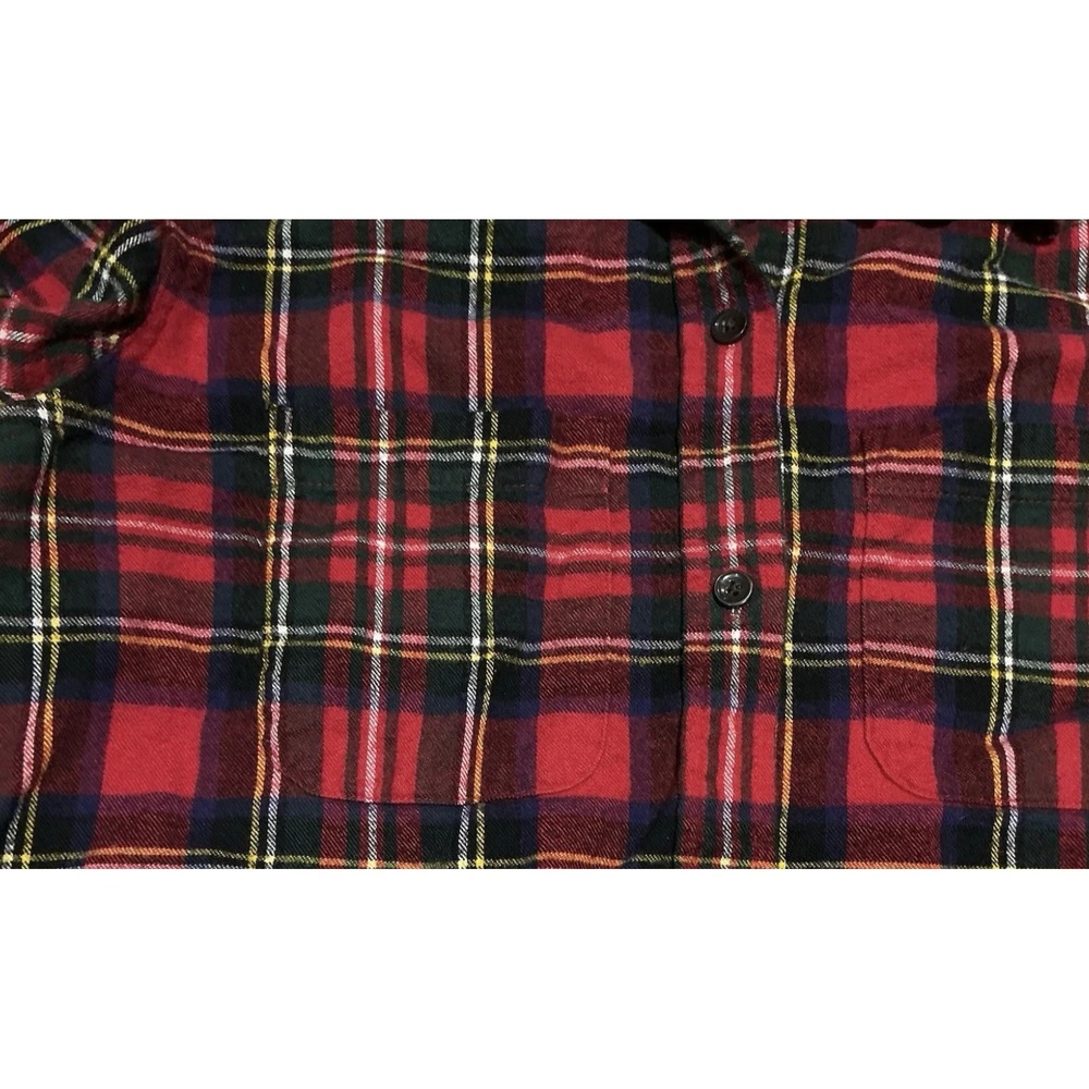 LL Bean Flannel Shirt Mens Medium Red Tartan Plaid 100% Cotton Holiday Winter - Picture 4 of 6